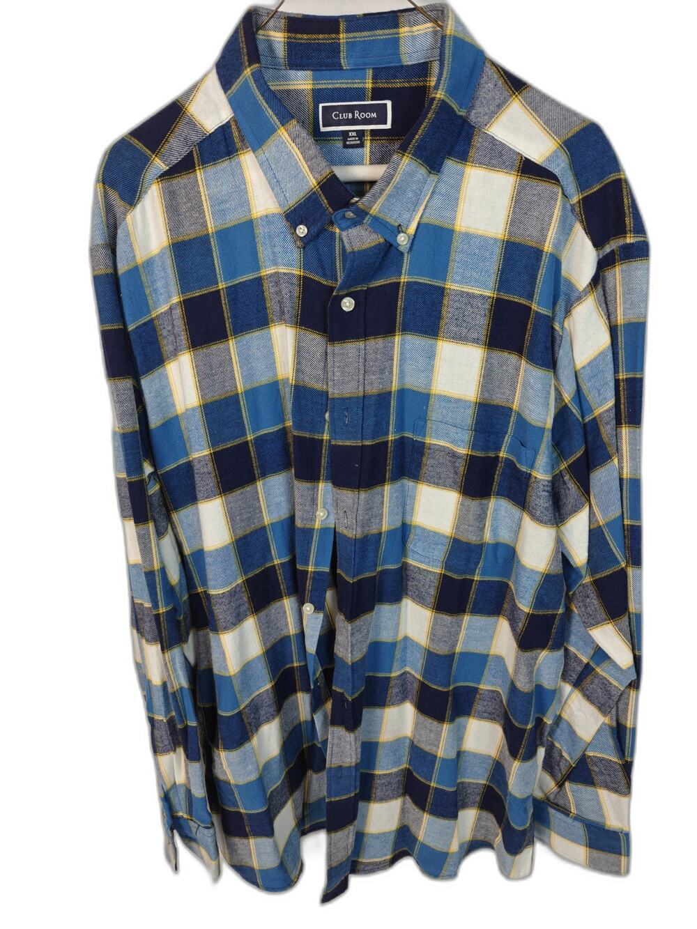 Club Room Men's XXL Plaid Flannel Shirt Button Down Long Sleeve Cotton